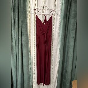 Anthropologie Willa Tie-Waist Jumpsuit WINE. Size XS. EUC